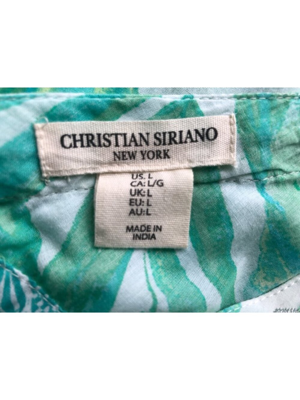 Christian Siriano Tropical Green & White Cover Up Tunic Size L Beach Bohemian - Picture 4 of 9